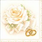 Dekorszalvéta - Wedding Rings & White Rose